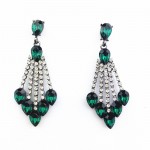 Emerald Green Crystal Cascade TearDrop Earrings
